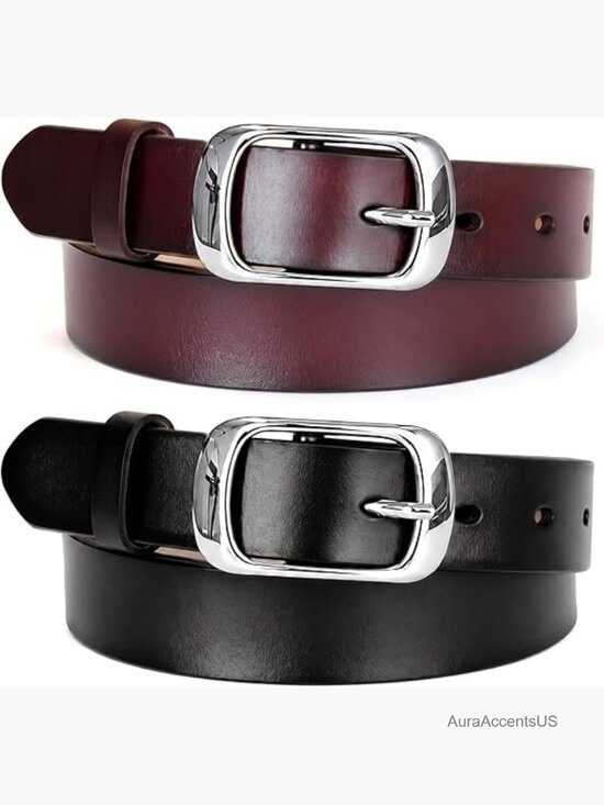 2 Pack Leather Belt Women Pin Buckle Belts for Jeans Pants Dresses main image 4
